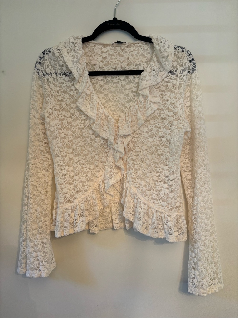 wild fable Ivory Lace Ruffle Front Blouse
